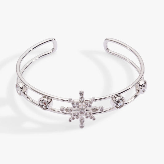 Crystal Snowflake Cuff Bracelet by ALEX AND ANI in silver-tone metal with crystal accents on Tampa Home & Garden Store