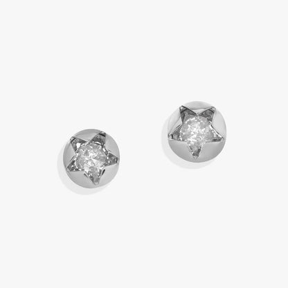 Pair of Crystal Star Mini Stud Earrings by ALEX AND ANI in silver-tone with clear crystals on Tampa Home & Garden Store