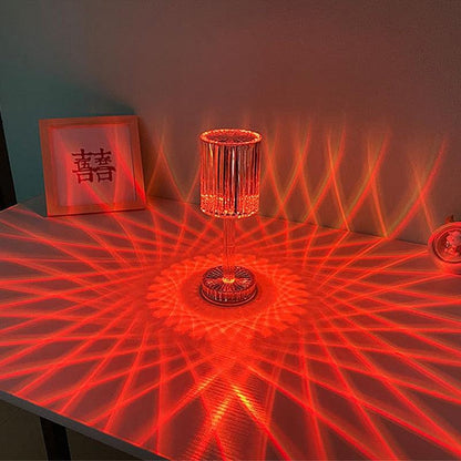Crystal LED diamond touch table lamp with red RGB glow, Stevvex bedside atmosphere light on Tampa Home & Garden Store