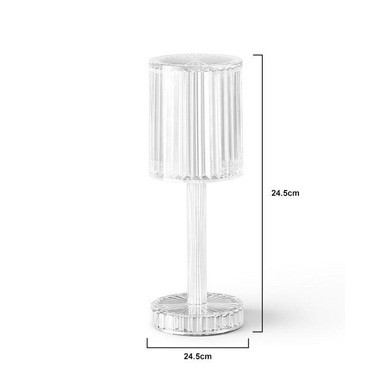Crystal table lamp Stevvex with clear crystal body, LED RGB remote, 24.5 cm tall bedside lamp on Tampa Home & Garden Store