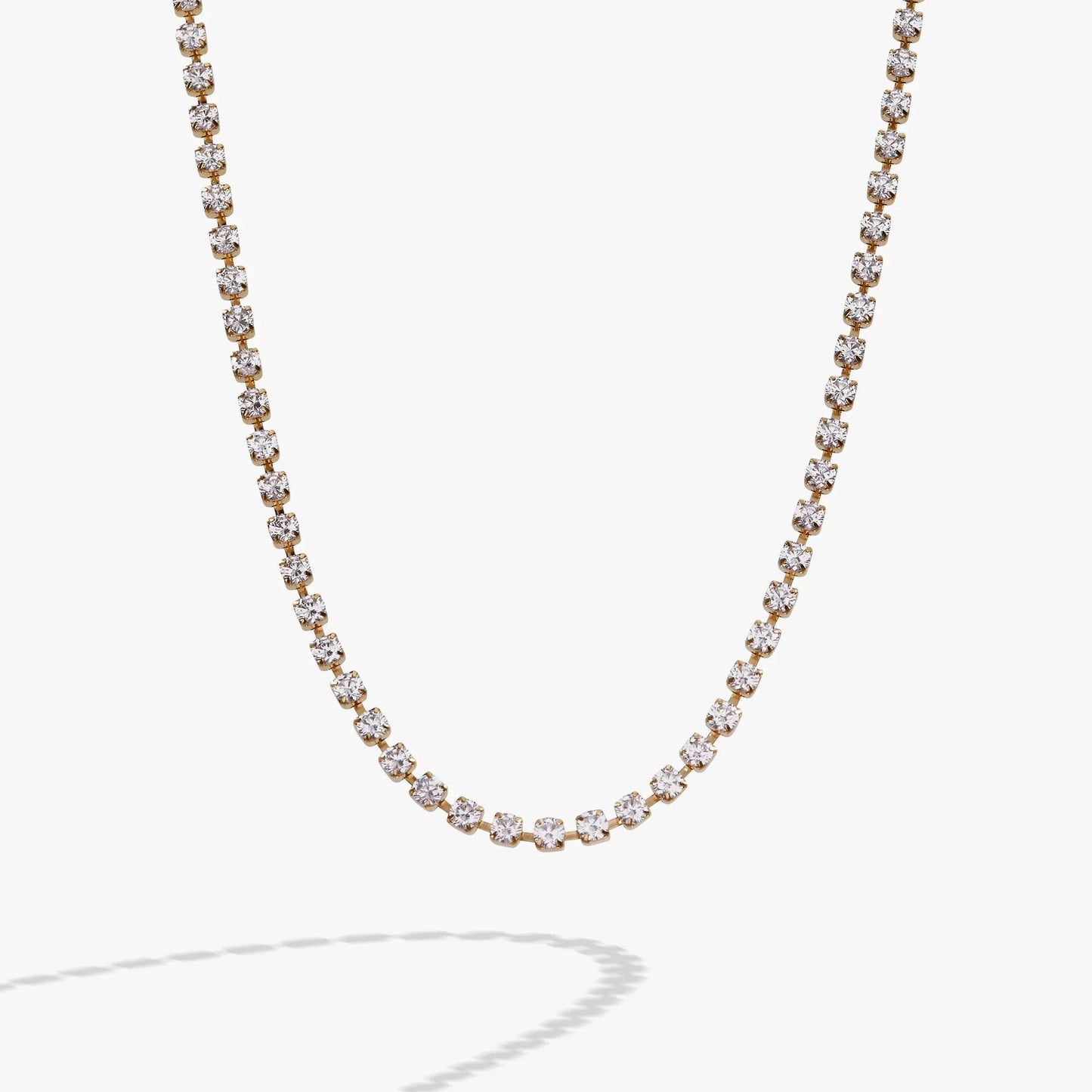 Crystal Tennis Chain Necklace With Clear Crystals