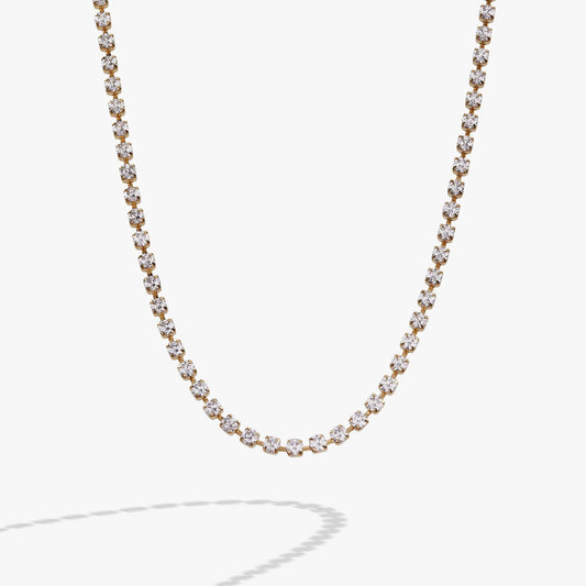 Crystal Tennis Chain Necklace in gold-tone with square-cut crystals by Alex and Ani on Tampa Home & Garden Store