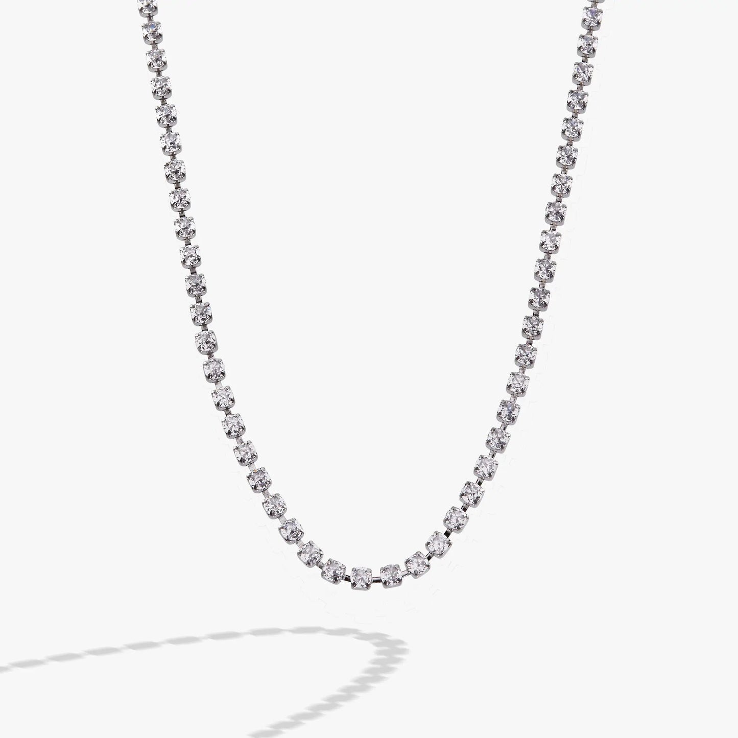 Crystal Tennis Chain Necklace With Clear Crystals