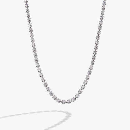 Crystal Tennis Chain Necklace With Clear Crystals