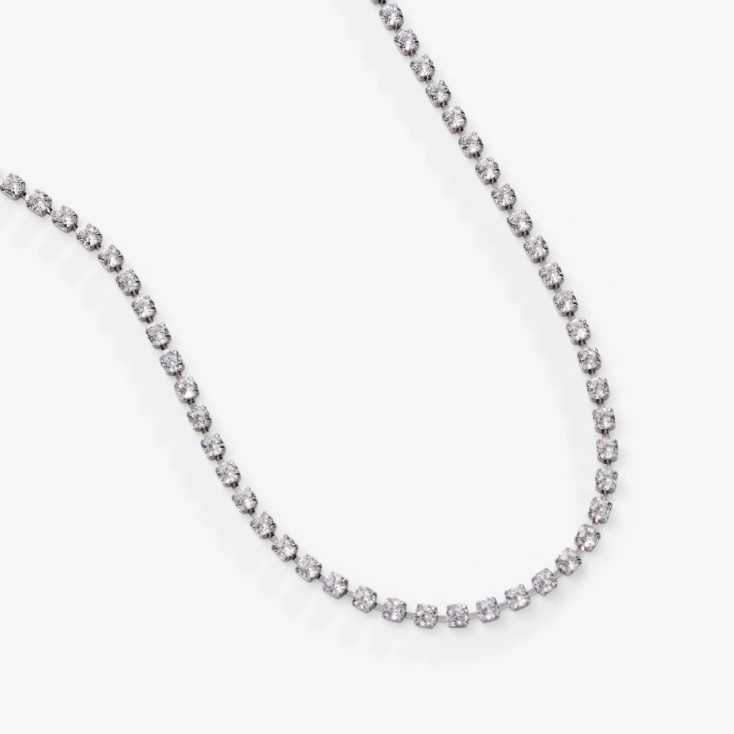 Crystal Tennis Chain Necklace With Clear Crystals