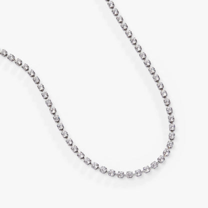 Crystal Tennis Chain Necklace With Clear Crystals