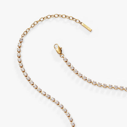 Crystal Tennis Chain Necklace With Clear Crystals
