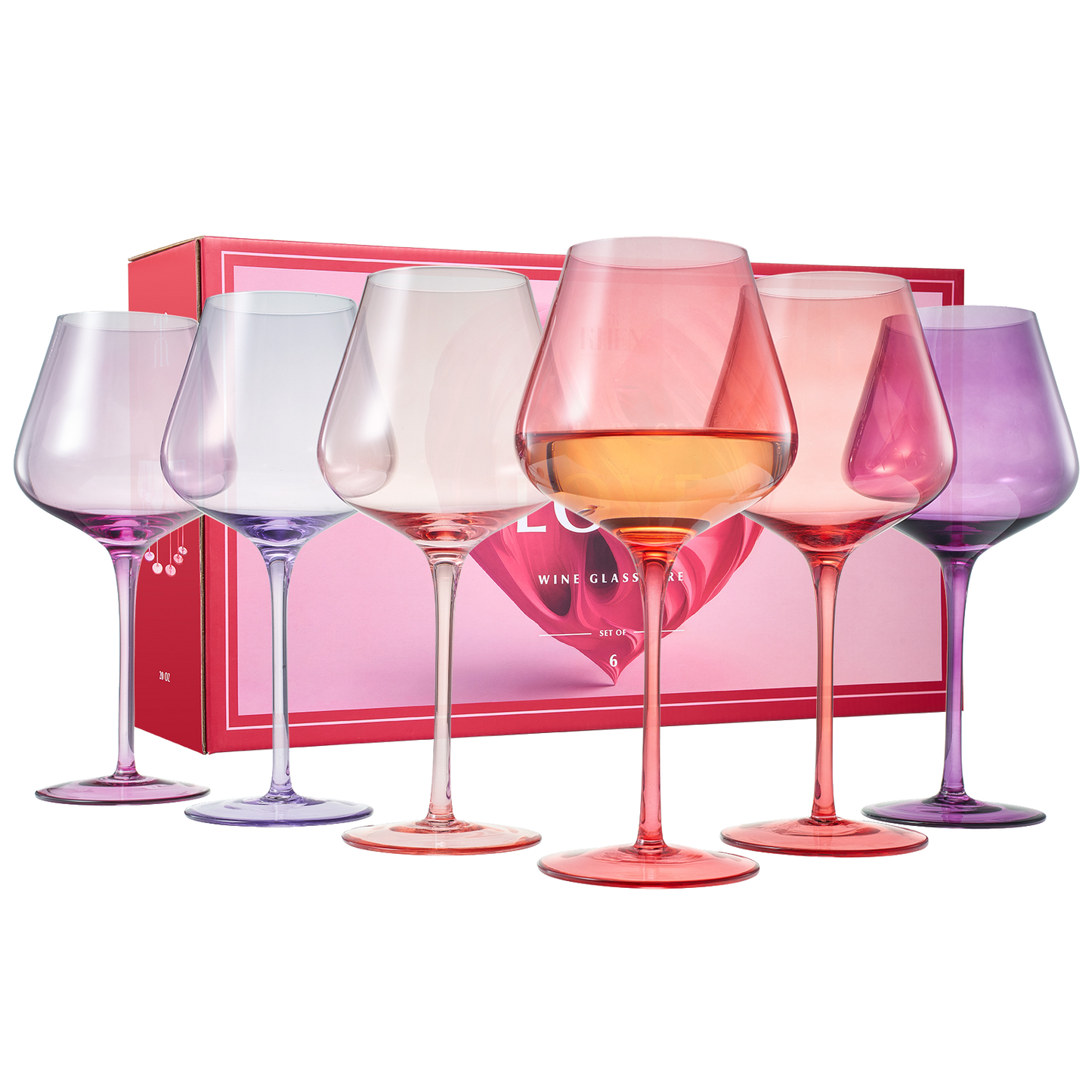 Love Decorative Stemmed Wine Glasses Set of Six