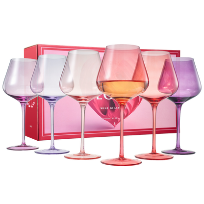 Love Decorative Stemmed Wine Glasses Set of Six