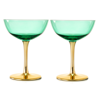 Deco and Pink Champagne Coupe Glassware Set