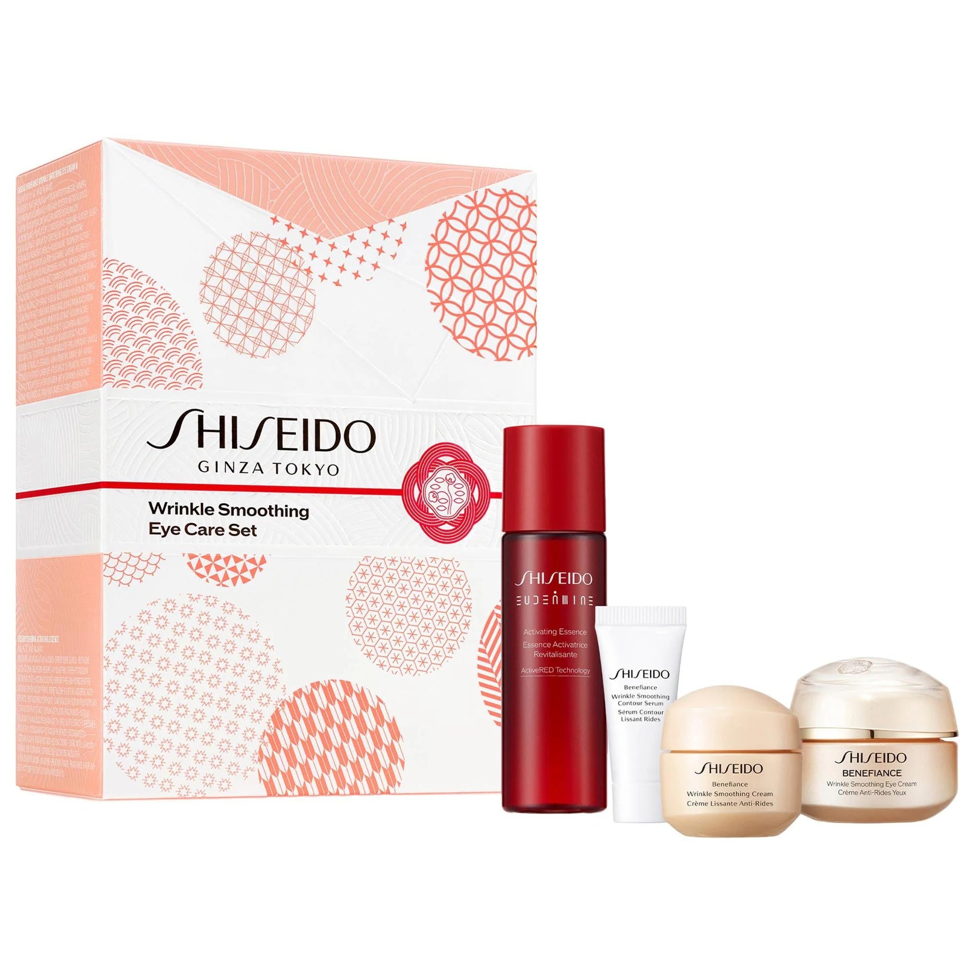 Shiseido Benefiance Wrinkle Smoothing Eye Care Set red Activating Essence bottle on Tampa Store on Tampa Home & Garden Store