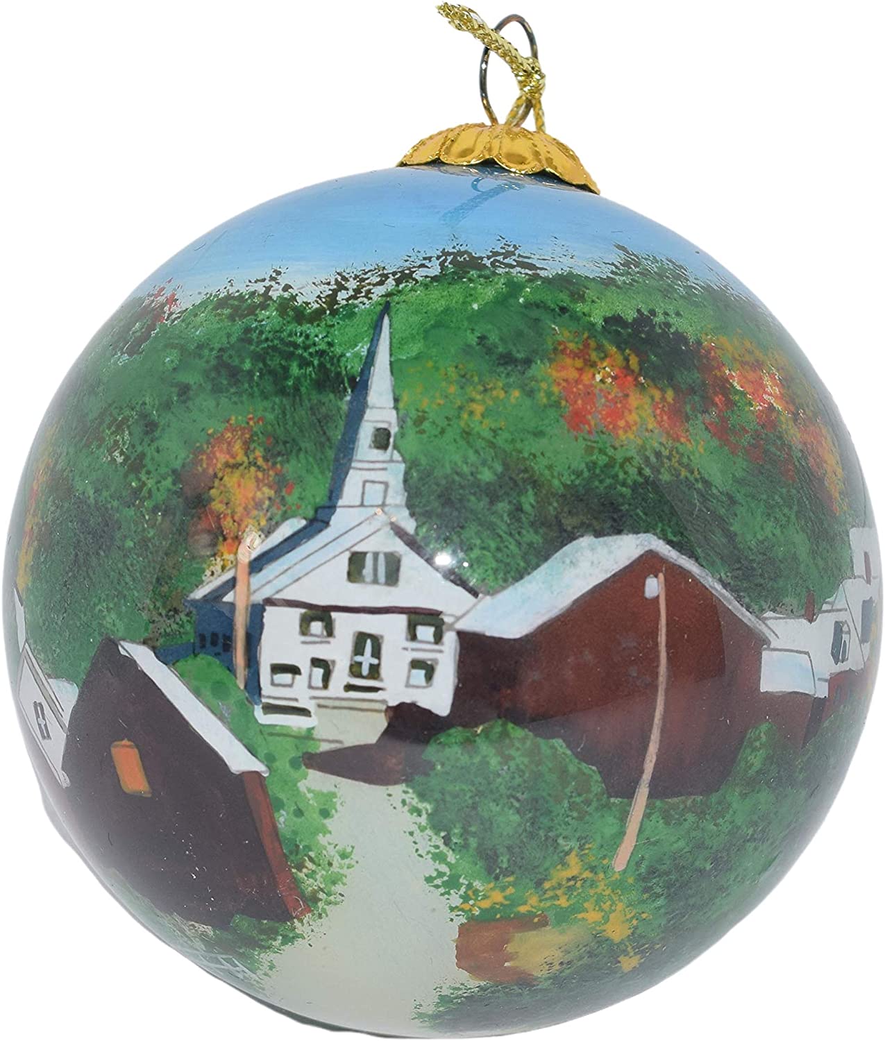 Boule à facettes en verre peinte à la main - Village du Vermont