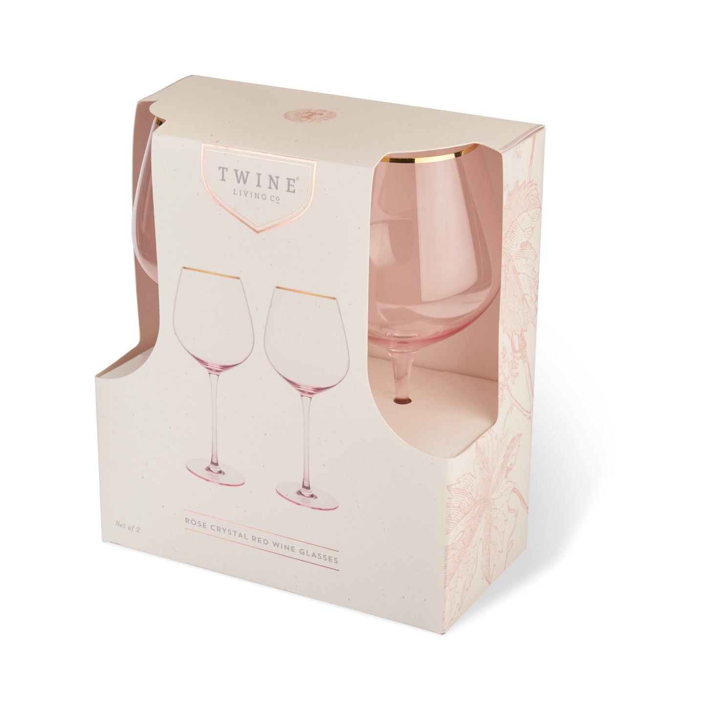 Rose Crystal Wine Glasses And Gold Rim Set