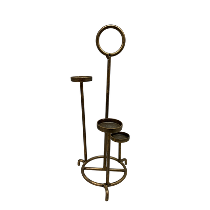 3 Level Glass Gold Candle Holder