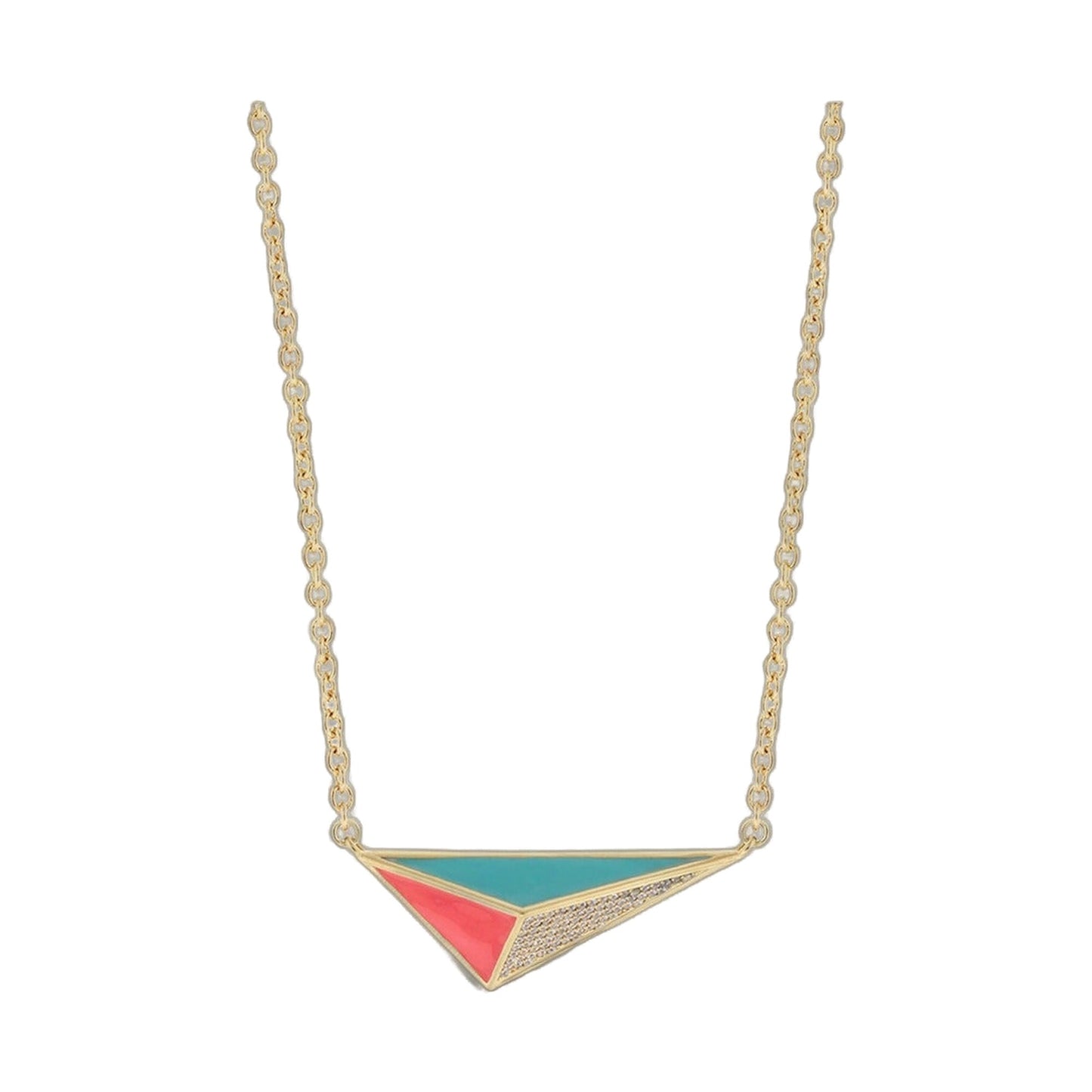 Triplet Necklace Lauren G Adams turquoise coral enamel geometric pendant on gold chain on Tampa Home & Garden Store