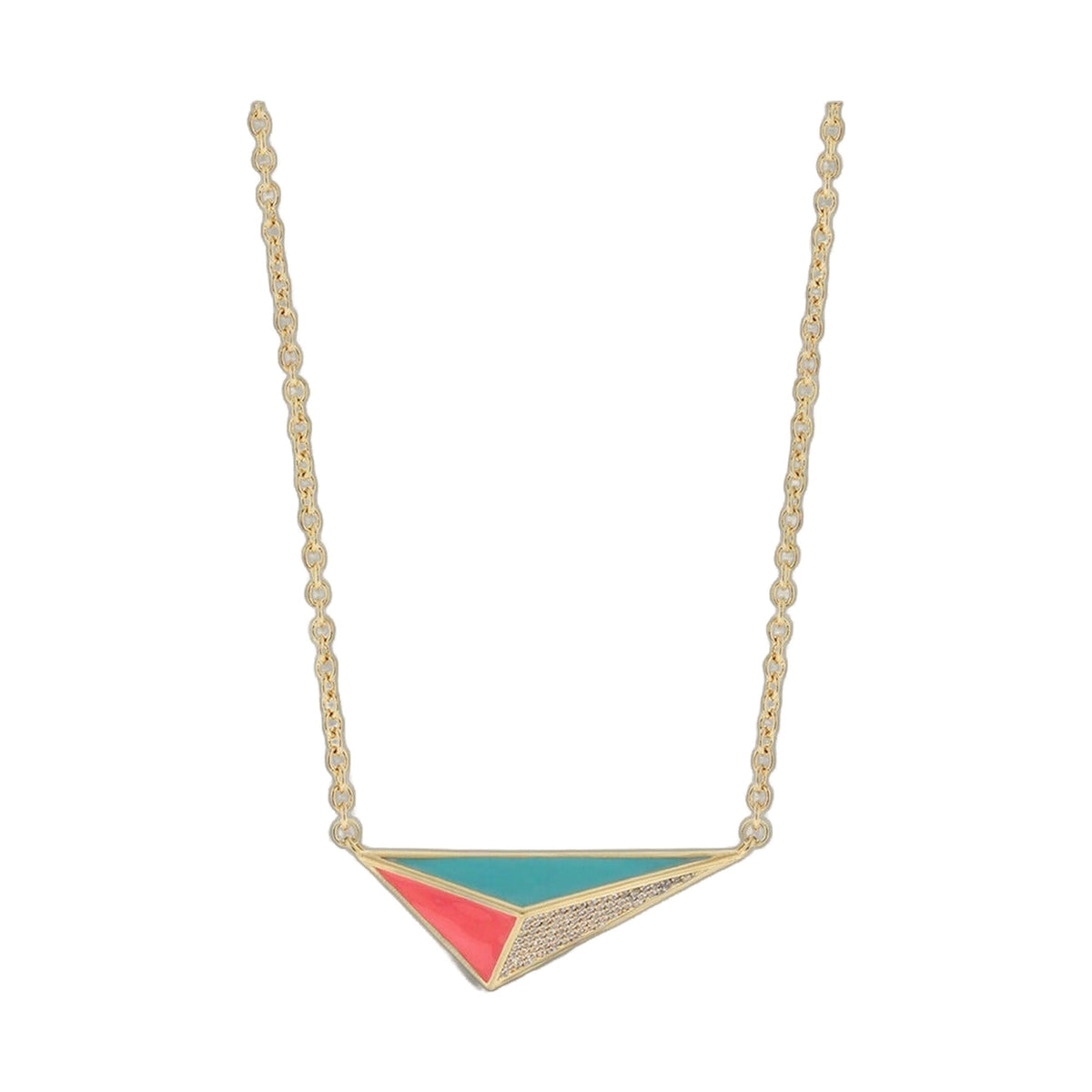 Triplet Necklace Lauren G Adams turquoise coral enamel geometric pendant on gold chain on Tampa Home & Garden Store