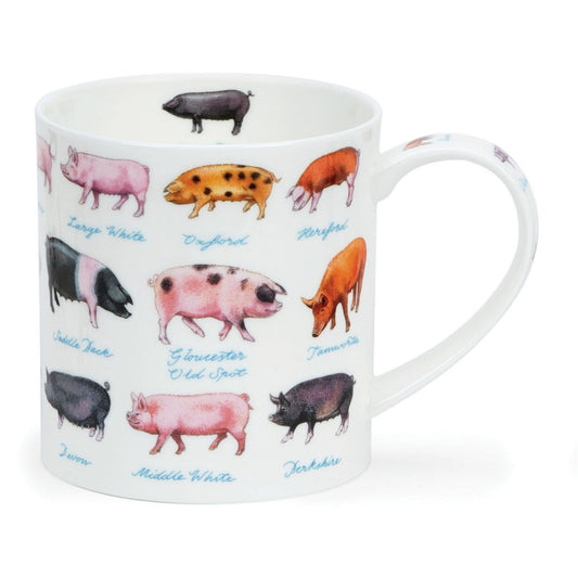 À la ferme - Cochons - Mug en porcelaine fine style Ornkey par Dunoon