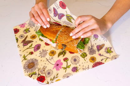 Emballage alimentaire Bee's Wrap - Motif Prairie Magique - Emballage pour sandwich végétalien