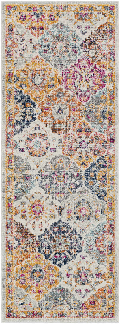 Custar Colorful Area Rug by Boutique Rugs, multicolor floral medallion with pink accents on Tampa Home & Garden Store