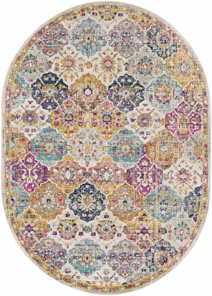 Custar Colorful Area Rug round with teal accents Boutique Rugs on Tampa Home & Garden Store