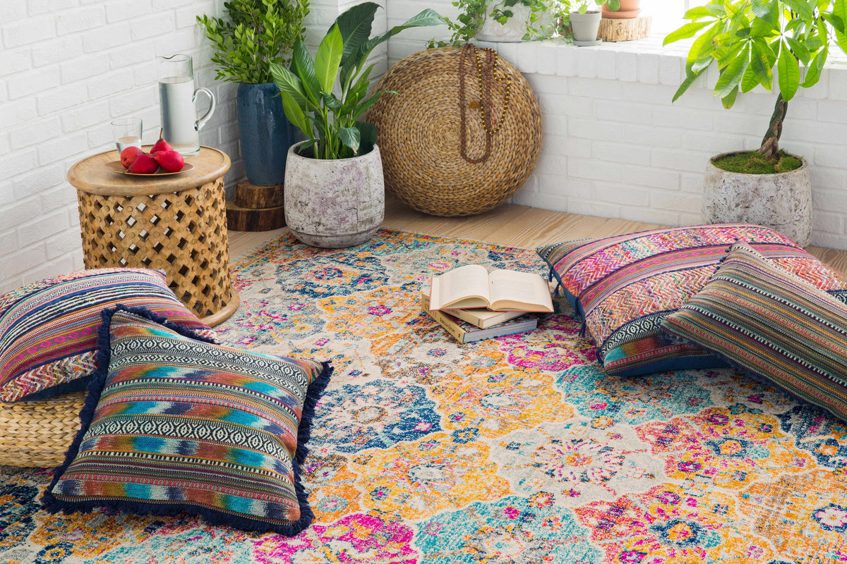 Custar Colorful Area Rug by Boutique Rugs, vibrant multicolor abstract pattern on Tampa Home & Garden Store