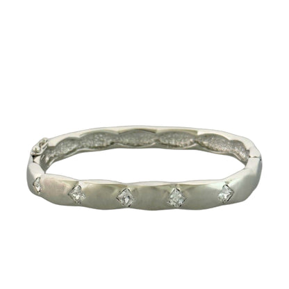 Cushion Bangle bracelet by Lauren G Adams, silver-toned with crystal accents on Tampa Home & Garden Store