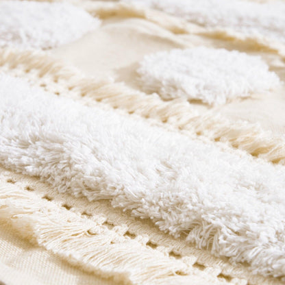 Cushion cover beige plush shag fabric close-up; hand-woven look, Stevvex on Tampa Home & Garden Store
