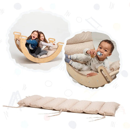 Goodevas Cushion for Climbing Arch & Rocker Balance, beige cushion on curved wooden arch on Tampa Home & Garden Store