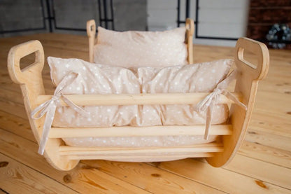Cushion for Climbing Arch & Rocker Balance by Goodevas with beige star-pattern fabric, tie straps on Tampa Home & Garden Store