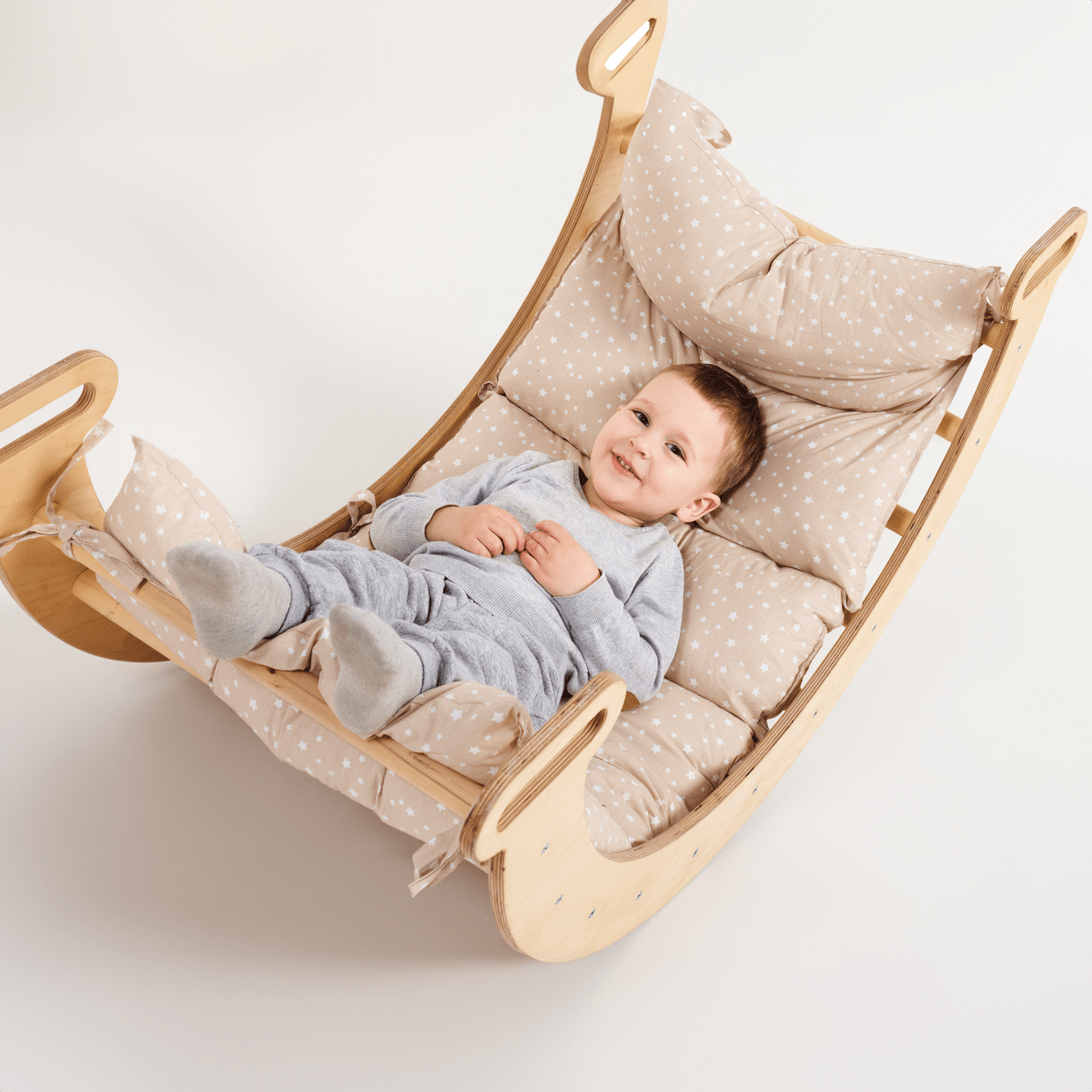 Cushion for Climbing Arch & Rocker Balance beige star-print padded seat by Goodevas on Tampa Home & Garden Store