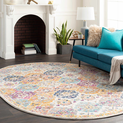 Custar Colorful Area Rug, round multicolor pattern by Boutique Rugs on Tampa Home & Garden Store