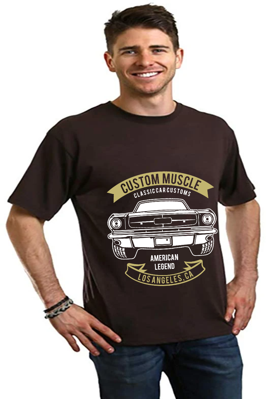 Custom Muscle men's bamboo viscose/organic cotton graphic tee with vintage car print on Tampa Home & Garden Store