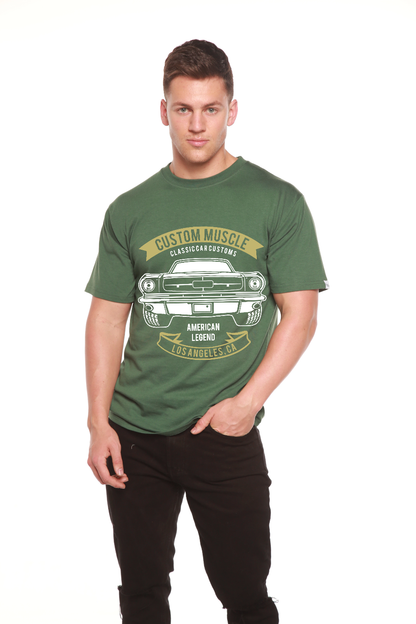 Custom Muscle green bamboo viscose/organic cotton short sleeve graphic tee with car print on Tampa Home & Garden Store