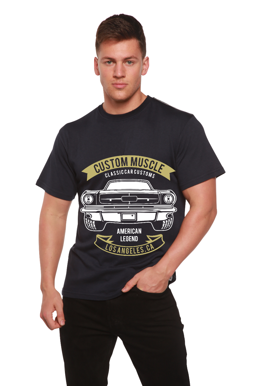 Custom Muscle men's bamboo viscose/organic cotton graphic tee with car design Spun Bamboo on Tampa Home & Garden Store