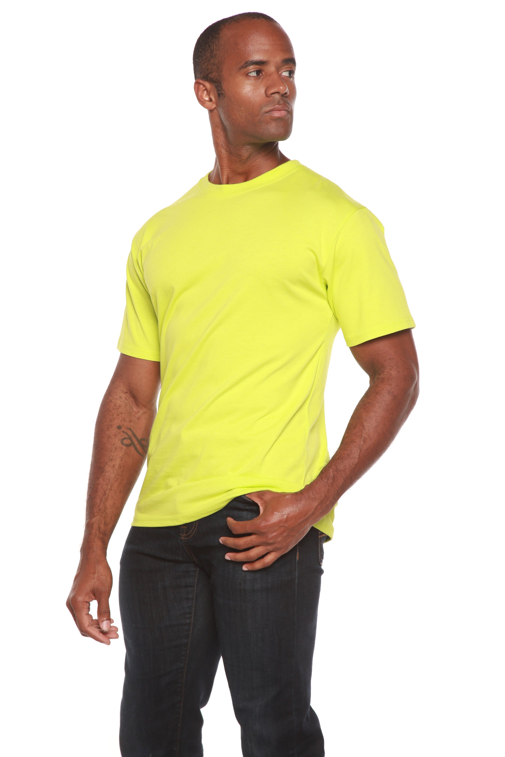Custom Printed Men's Bamboo Short Sleeve T-Shirt neon yellow Spun Bamboo on Tampa Home & Garden Store