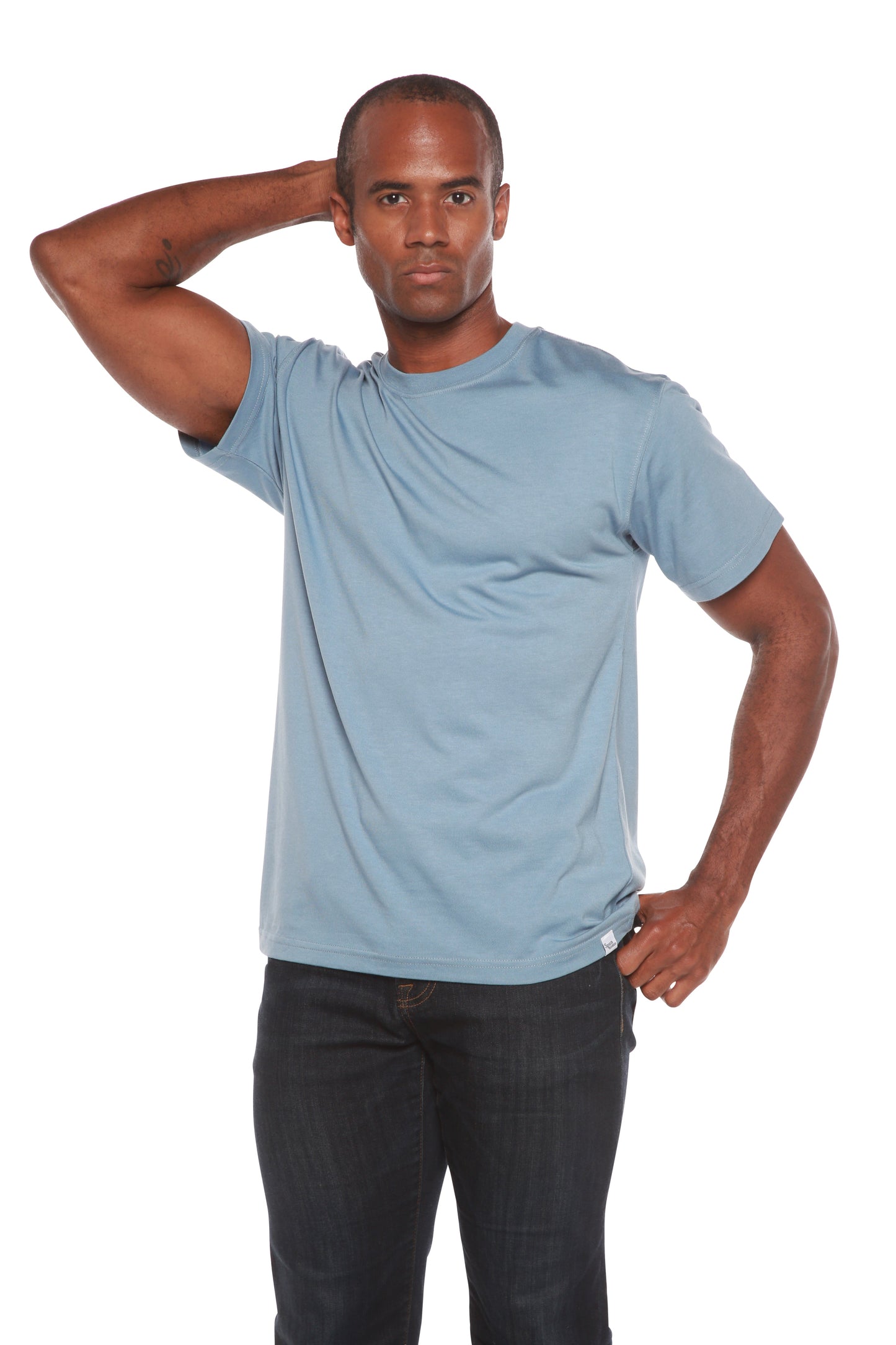 Custom Printed Men's Bamboo Viscose/Organic Cotton Short Sleeve T-Shirt in light blue Spun Bamboo on Tampa Home & Garden Store