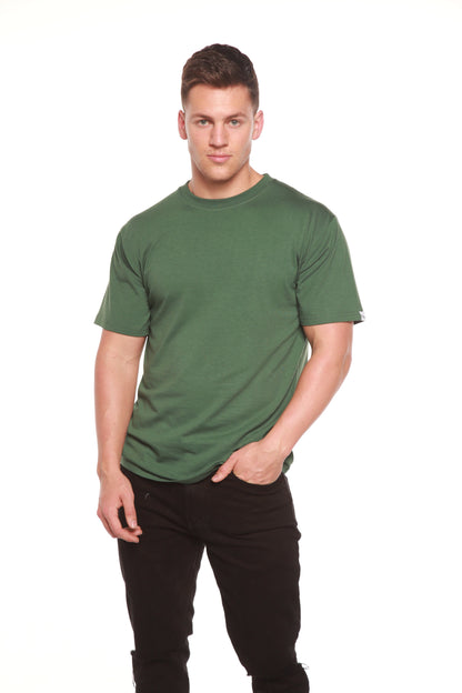Men's bamboo viscose organic cotton short sleeve tee in olive green by Spun Bamboo on Tampa Home & Garden Store