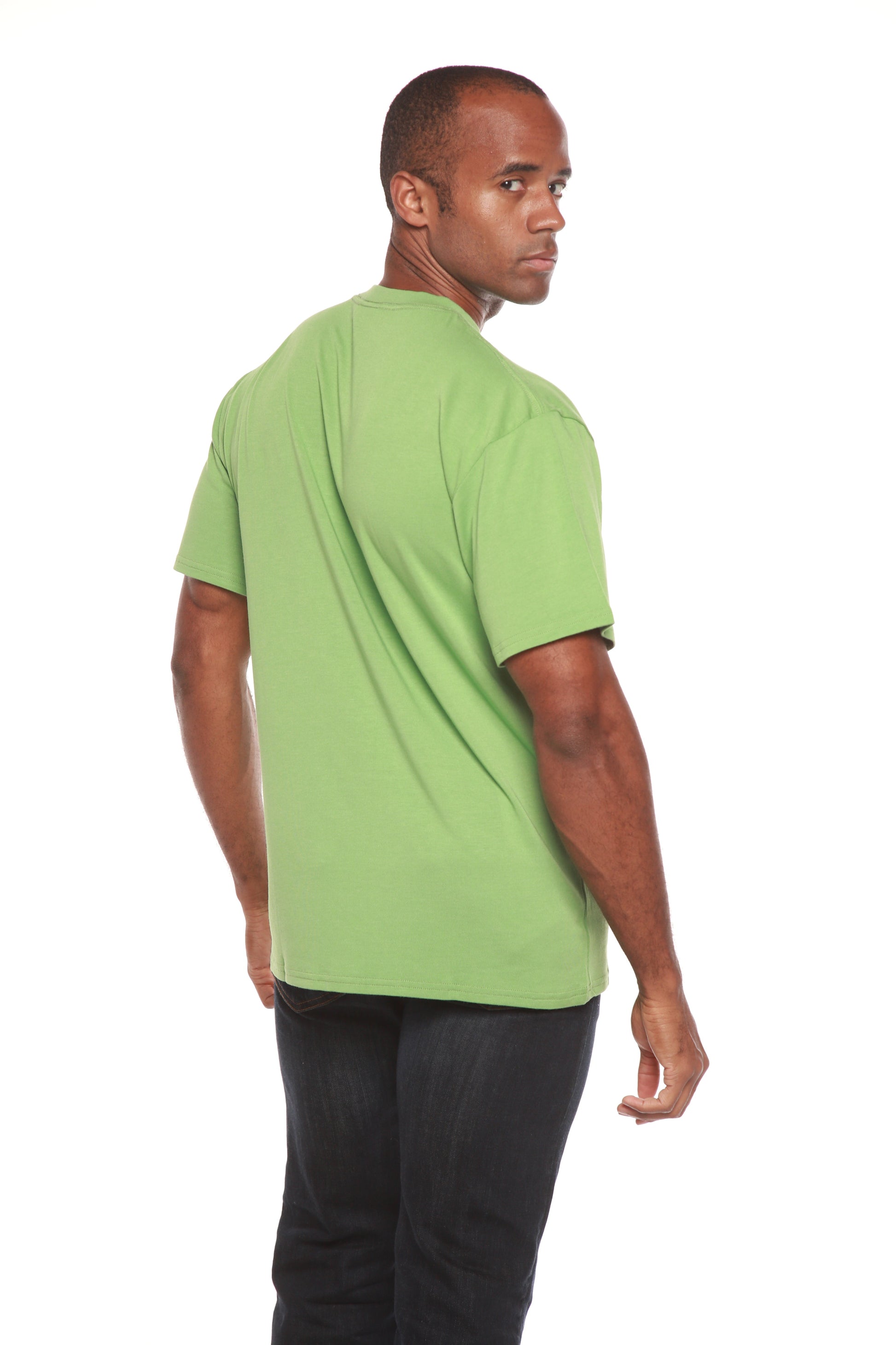 Custom printed men's green bamboo viscose organic cotton short sleeve tee by Spun Bamboo on Tampa Home & Garden Store