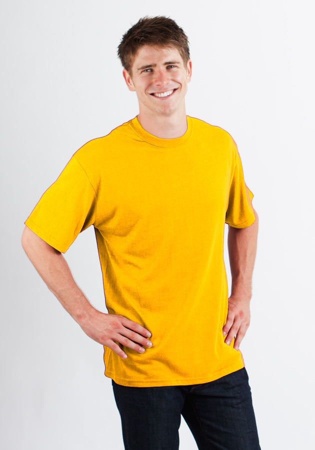 Mens Spun Bamboo yellow short sleeve T-shirt, bamboo viscose/organic cotton blend on Tampa Home & Garden Store
