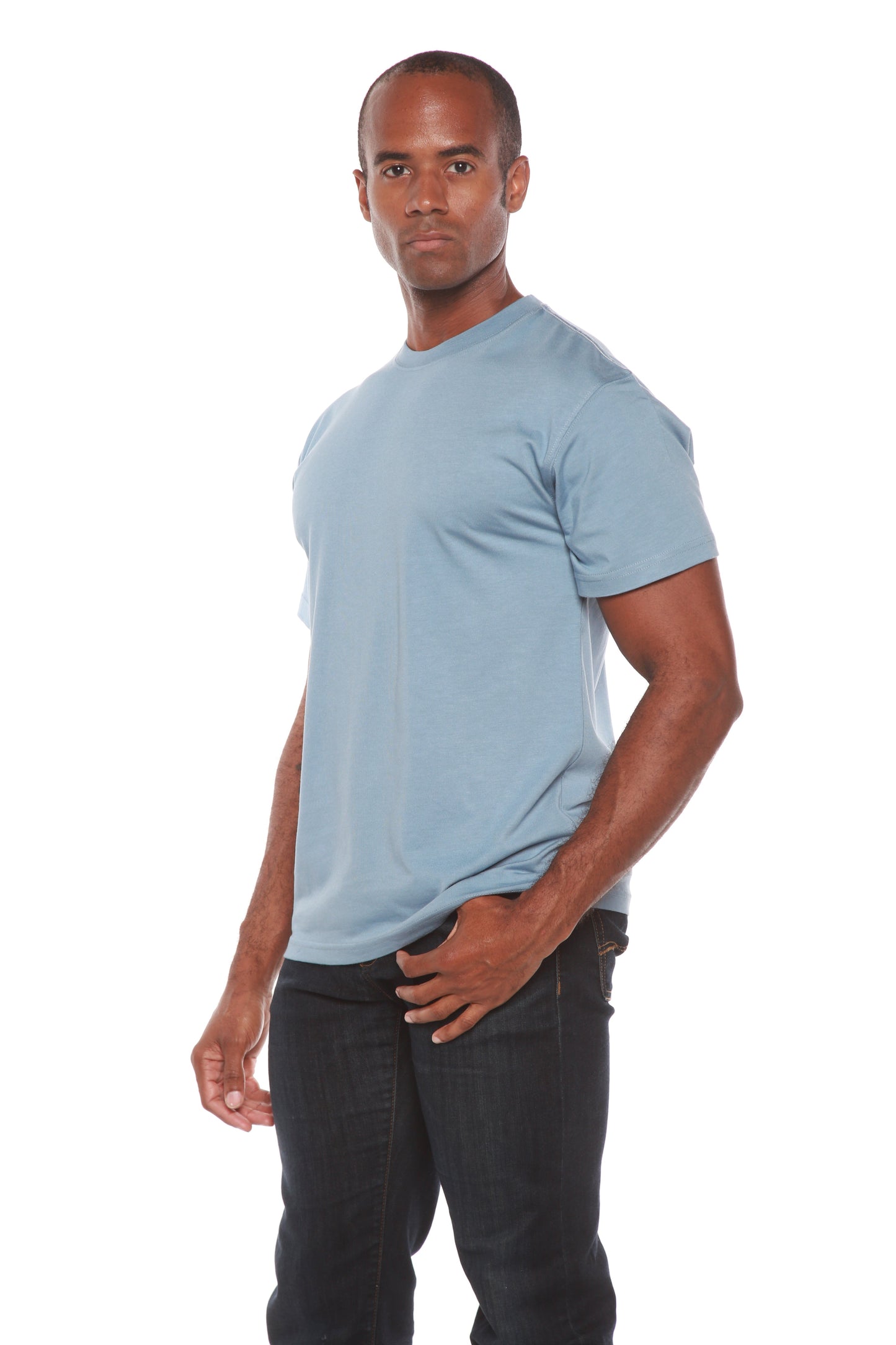 Custom Printed Men's Bamboo T-Shirt, light blue short sleeve, viscose/organic cotton, Spun Bamboo on Tampa Home & Garden Store