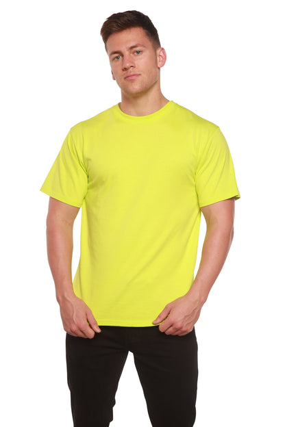 Men's neon yellow bamboo viscose/organic cotton short sleeve T-shirt, plain on Tampa Home & Garden Store