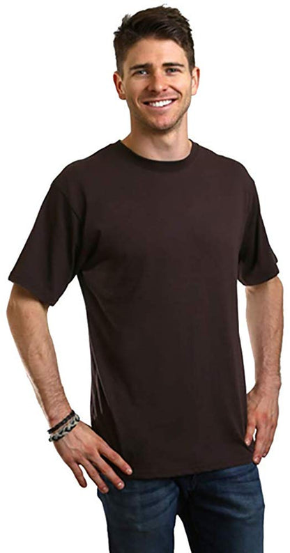 Mens brown bamboo-viscose/organic cotton short sleeve T-shirt by Spun Bamboo on model on Tampa Home & Garden Store