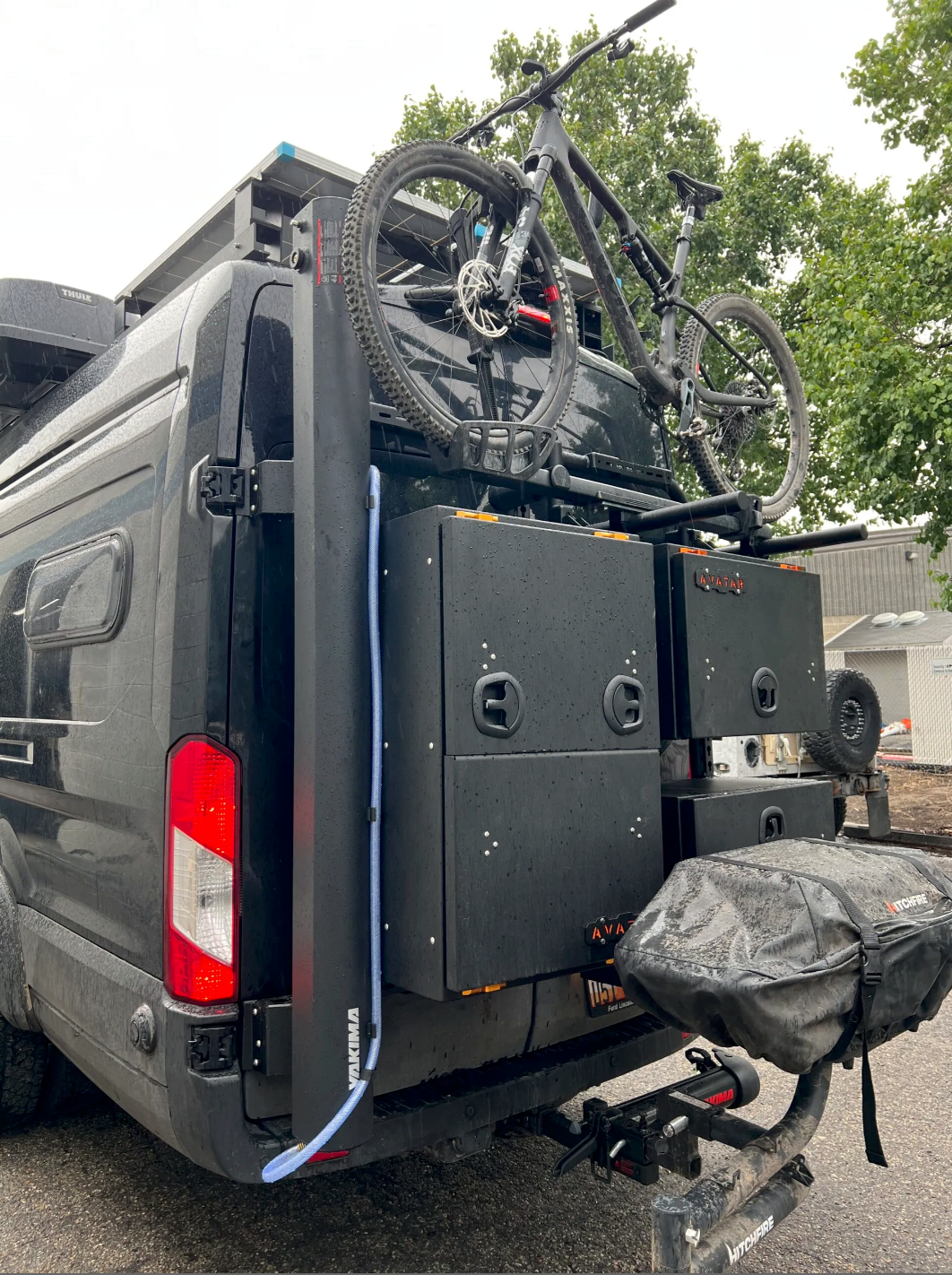 Bike Posts for Massif mount on a rugged van with avatar offroad cabinetry and mountain bike on Tampa Home & Garden Store