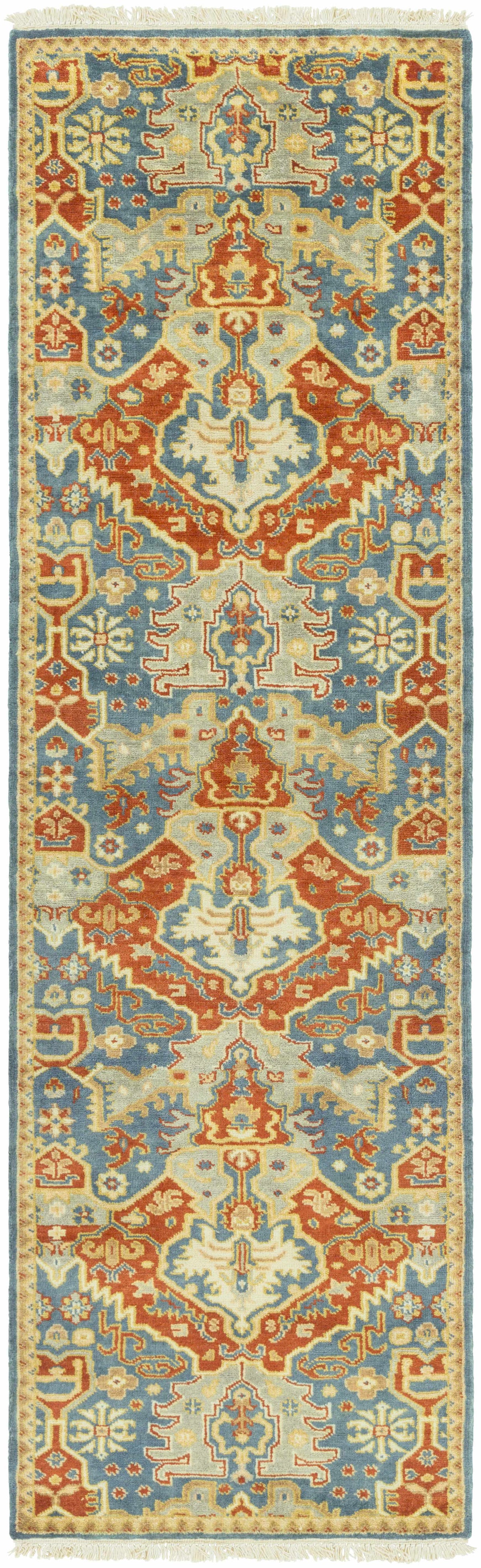 Cutler Wool Runner Rug Cream/Orange by Boutique Rugs in blue accents on Tampa Home & Garden Store