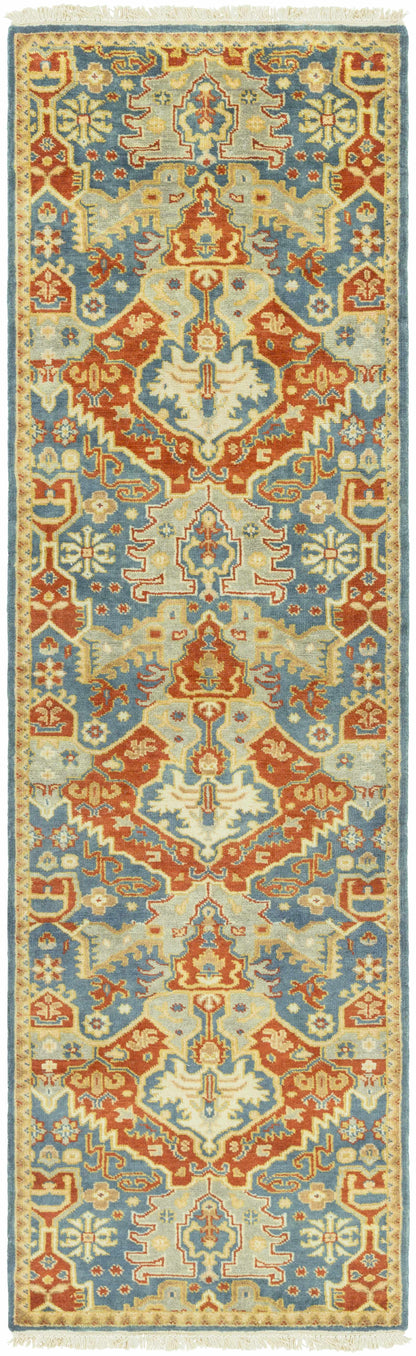 Cutler Wool Runner Rug Cream/Orange by Boutique Rugs in blue accents on Tampa Home & Garden Store