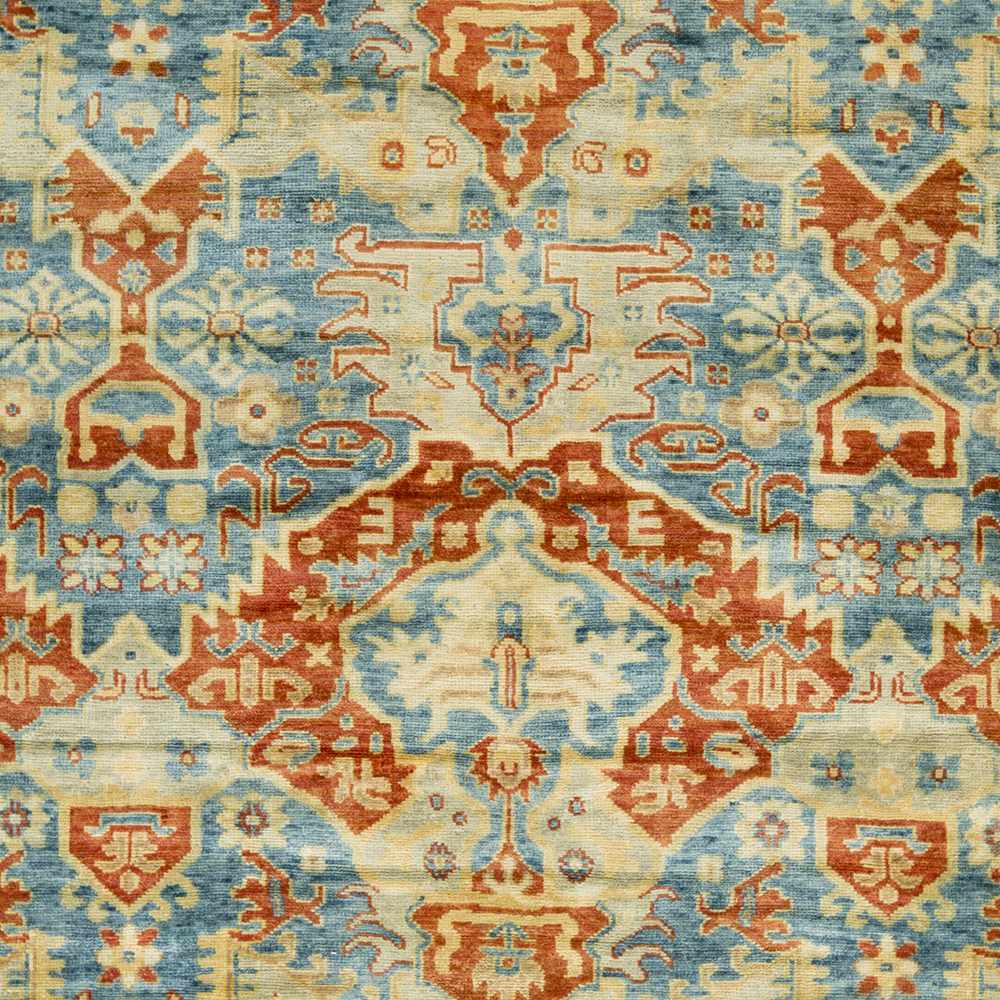 Cutler Cream/Orange Wool Runner Rug by Boutique Rugs in cream, orange & blue tones on Tampa Home & Garden Store