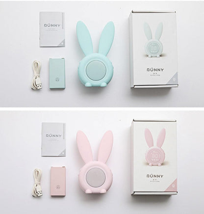 Stevvex bunny ear LED alarm clock for kids in aqua and pink with USB cable and manuals, 2-pack on Tampa Home & Garden Store