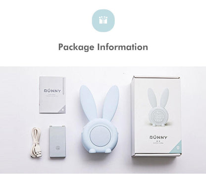 Cute Bunny Ear LED Digital Alarm Clock by Stevvex in light blue with USB cable, boxed set on Tampa Home & Garden Store