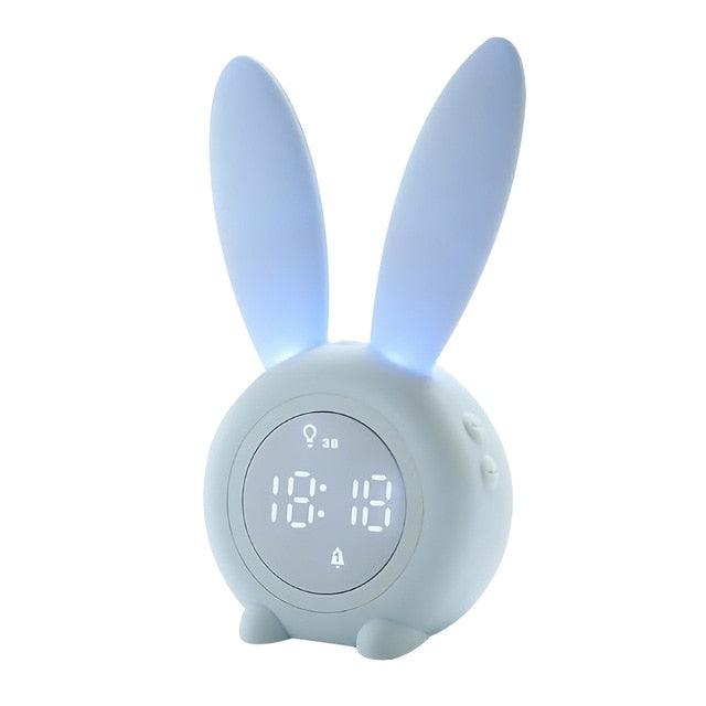 Stevvex STCC785MGN bunny ear LED alarm clock for kids, light blue desk clock on Tampa Home & Garden Store