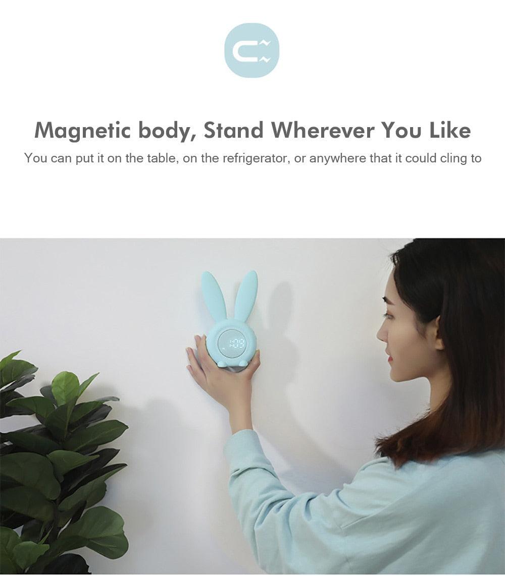 Stevvex Bunny Ear LED Digital Alarm Clock pastel blue with touch control on Tampa Home & Garden Store